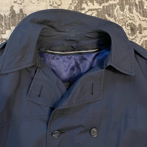 London fog vintage navy blue double breasted maincoat with red liner - Picture 7 of 12